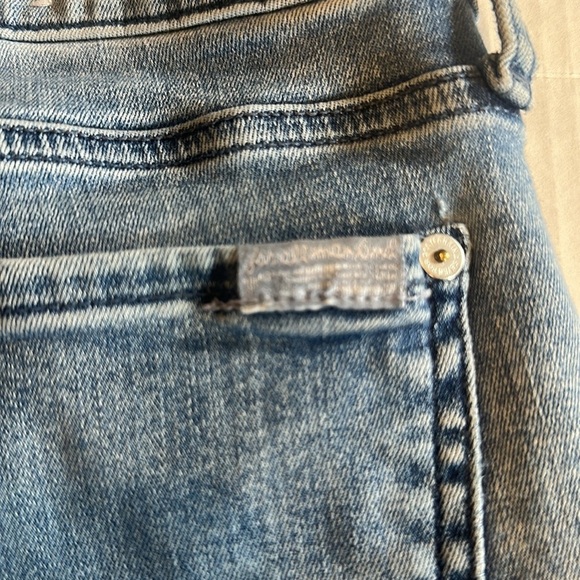 7FAM the Ankle Skinny blue jeans faded look w multiple pockets stretchy fabric - Picture 7 of 11